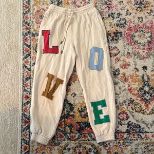 Aerie Cream Love Letter Joggers